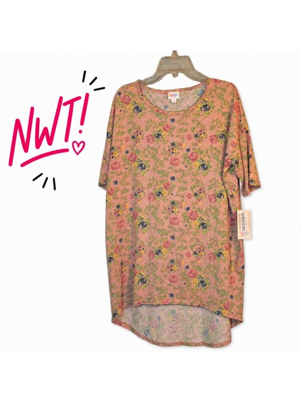 NWT Lularoe Irma pink peach floral top Size Small